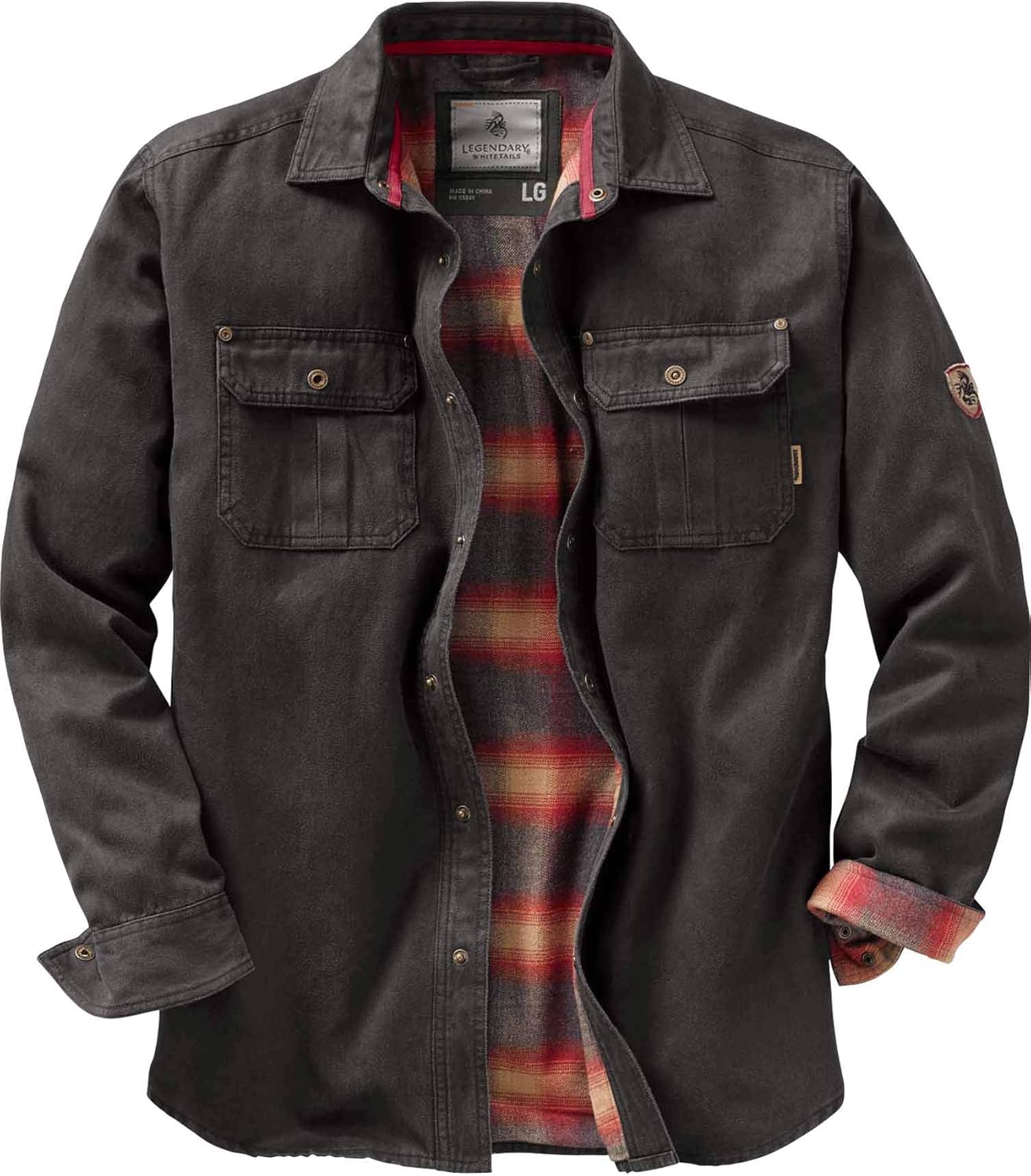 Legendary Whitetails Men's Journeyman Flannel Lined Rugged Shirt Jacket: Clothing