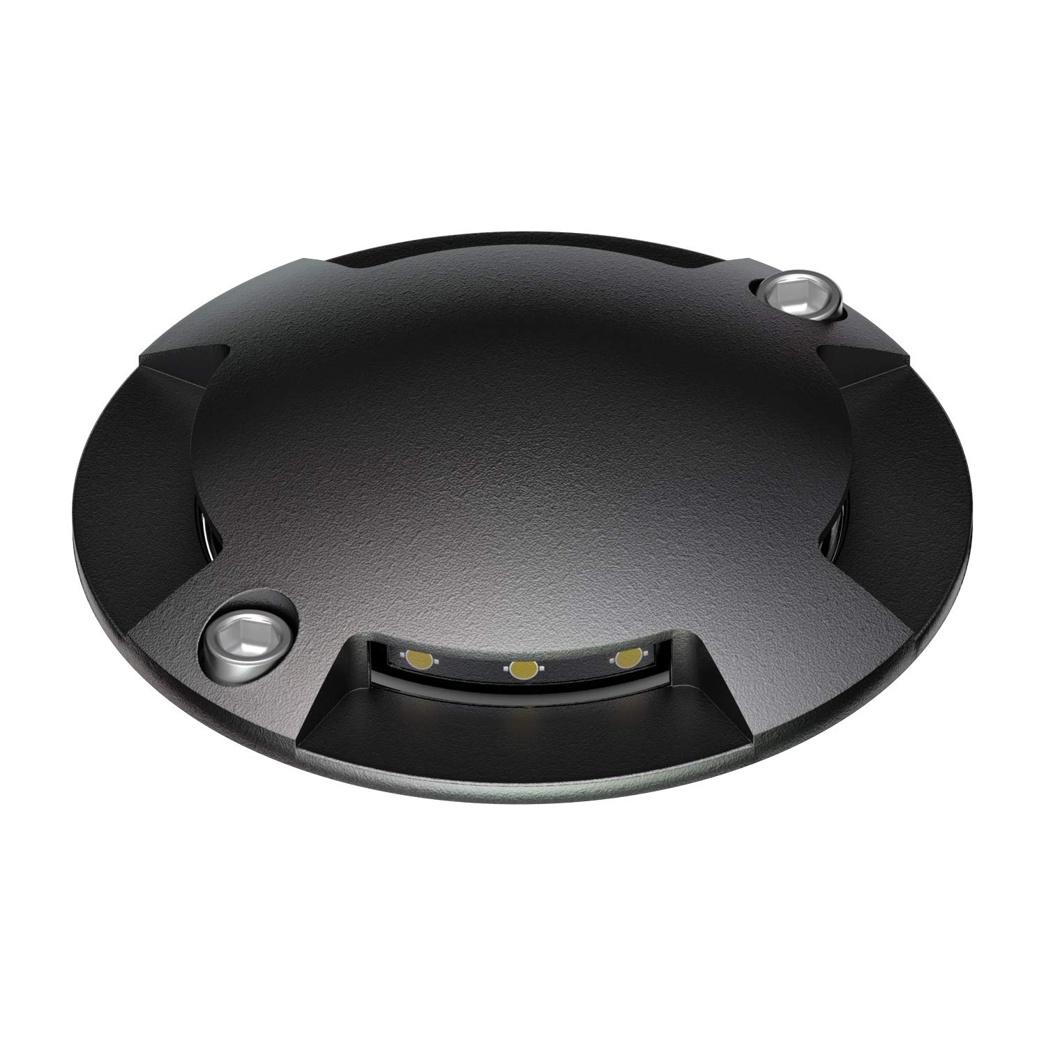 ledscom.de LED Ground Light, waymarker BUNDA for Outdoor, IP67, 4-lamp, Black, Round, 70mm Ø, Warm White