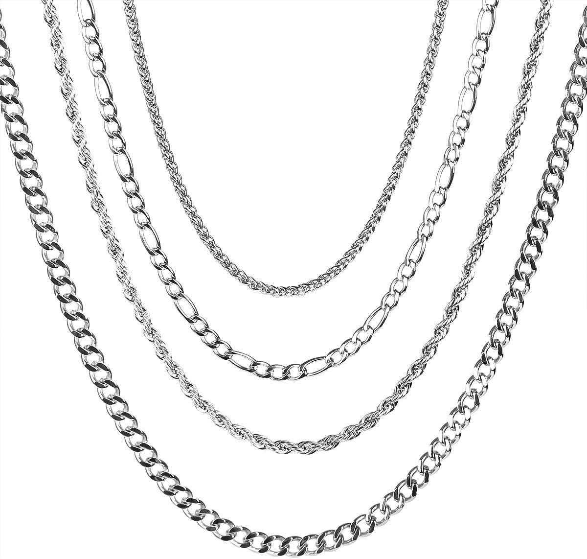 ATAIMEISEN Stainless Steel Chain Necklace Jewelry for Men Women 4pcs a Set …