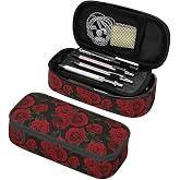 Red And Black Rose Pencil Case Big Capacity Storage Pencil Pouch Stationery Bags With Zipper Portable Pen Holder Box Organizer For Boys Student College School Office Supplies