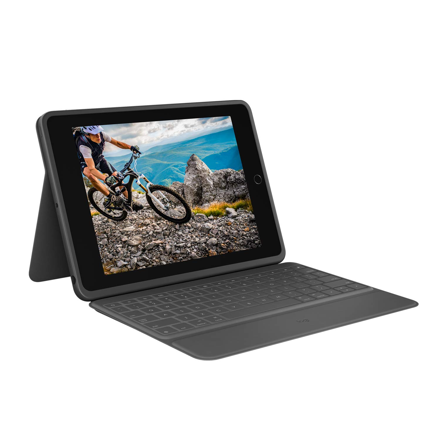 Logitech Rugged Folio pour iPad (7E, 8E et 9E Générations) Étui Clavier De Protection avec Smart Connector et Clavier Durable Résistant Aux Éclaboussures, Clavier Français Azerty - Noir
