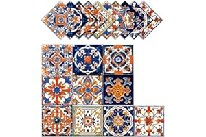 ArtisanAura Peel and Stick Moroccan Tile Stickers, Waterproof Backsplash for Kitchen & Bathroom, Self-Adhesive Removable Talavera Boho Wall Decals for Home Decor (6x6 Inch, 10 PCS)
