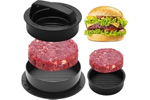 3-in-1 Stuffed Burger Press,Hamburger Press, Non-Stick Easy-to-Clean Kitchen Barbeque Accessory,Used for Stuffing Turkey Beef