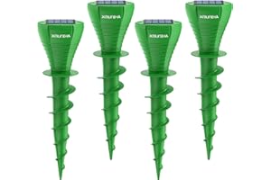 XMUNIHA Solar Powered Mole Repellent, 4 Pack Ultrasonic Vole Repeller Outdoor, IP65 Waterproof Snake Deterrent, Gopher Remover Devices, Skunk, Groundhog Repellent for Yard, Garden, Lawn