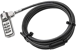 �鶹�� Basics Combination Lock, 6-Foot Carbon Steel Cable Lock, for Laptop, PC, Monitors, Projectors, Docks