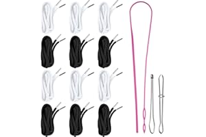 BEVTEE 12 Pcs Drawstring Cord, 60 Inch Hoodie String Replacement, Draw String with Threader Tool for Sweatpants Pants (Black/White)