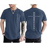 Lubpow Christian Shirts for Men Vintage Religious Cross Bible Verse T-Shirt Jesus Faith Tshirt Inspirational Graphic Tees