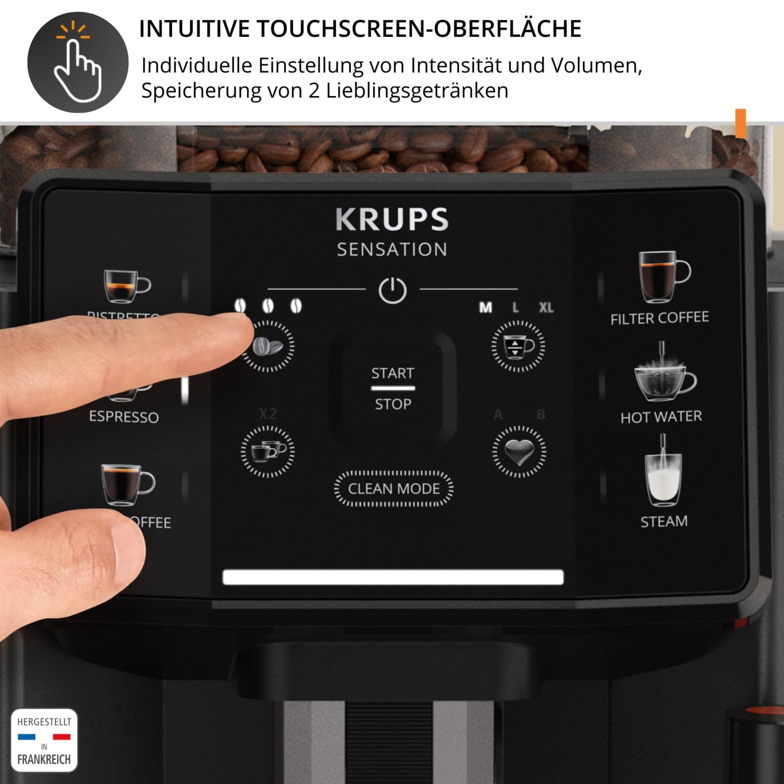 Krups Sensation Kaffeevollautomat mit Milchschaumdüse, Kaffeemaschine für Espresso, Cappuccino & Latte Macchiato, gemacht für Bohnenkaffee & Filterkaffee, bis zu 5 Kaffeegetränke und 2-Tassen-Funktion 3