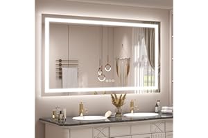 ODDSAN 66x40 inch Large LED Mirror for Bathroom, Lighted Vanity Mirror for Wall, Dimmable, Anti-Fog, Shatter-Proof, ETL Listed (Front Lights + Backlit)