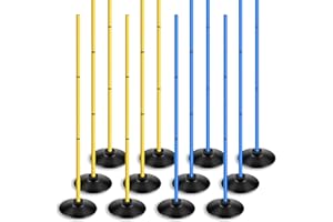 AKABIKE Agility Training Poles Set (Spike/Water/Rubber Base with 3.3ft/1m to 4.9ft/1.5m Poles)
