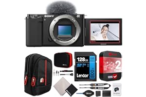 Sony ZV-E10 Mirrorless Alpha APS-C Interchangeable Lens Vlog Camera Body ILCZV-E10/B Black Bundle with CPS 2 YR Extended Protection Pack + Deco Gear Case + 128GB Memory Card & Accessories Kit