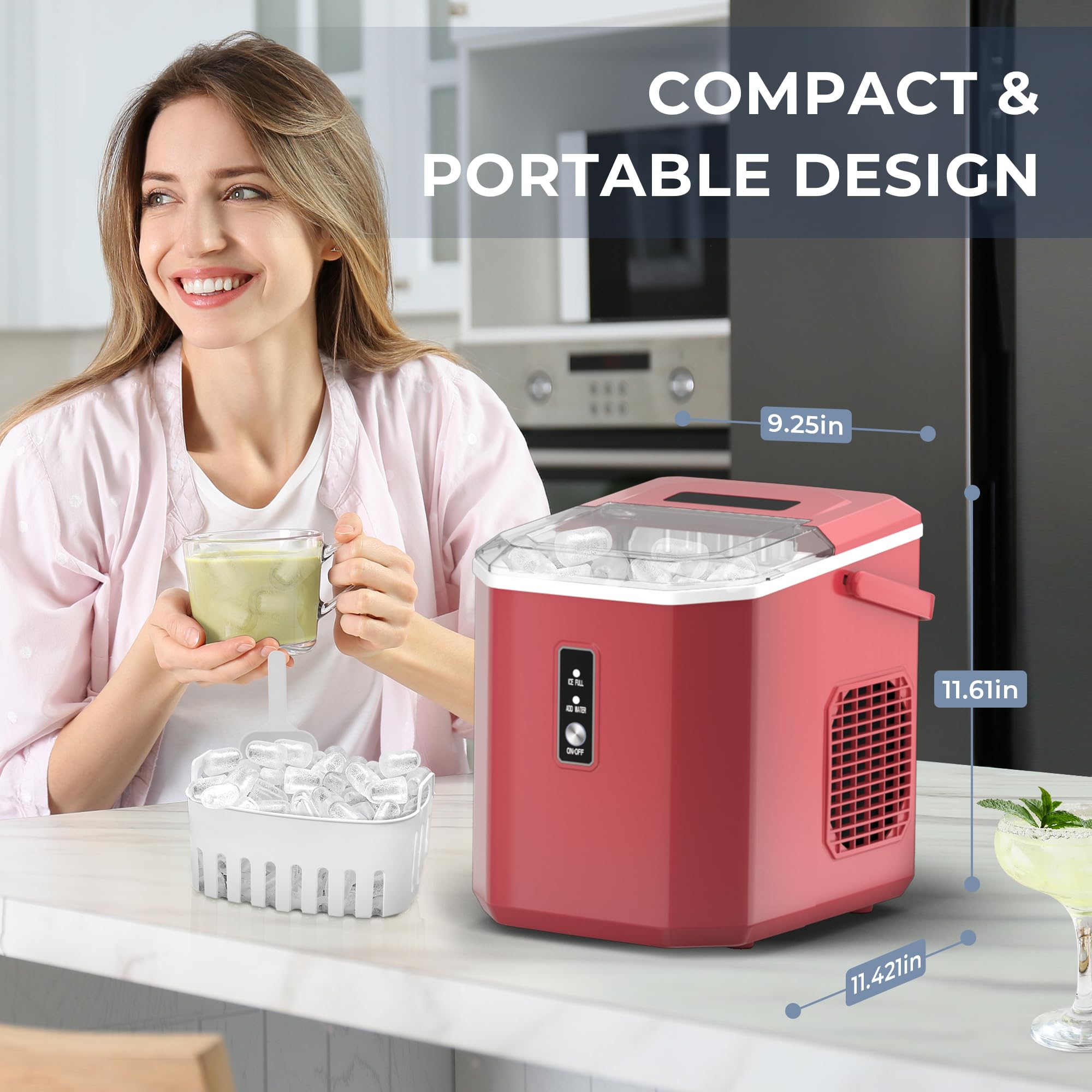Euhomy Portable Countertop Ice Maker - 9 Cubes in 6