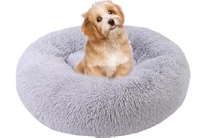 WGOOGW Small Dog Bed, Cat Beds for Indoor Cats, Calming Anti-Anxiety Donut Bed for Puppy and Kitten, Washable Round Fluffy Pet Bed for Small Dogs and Cats(Fits up to 15 lbs Pets)