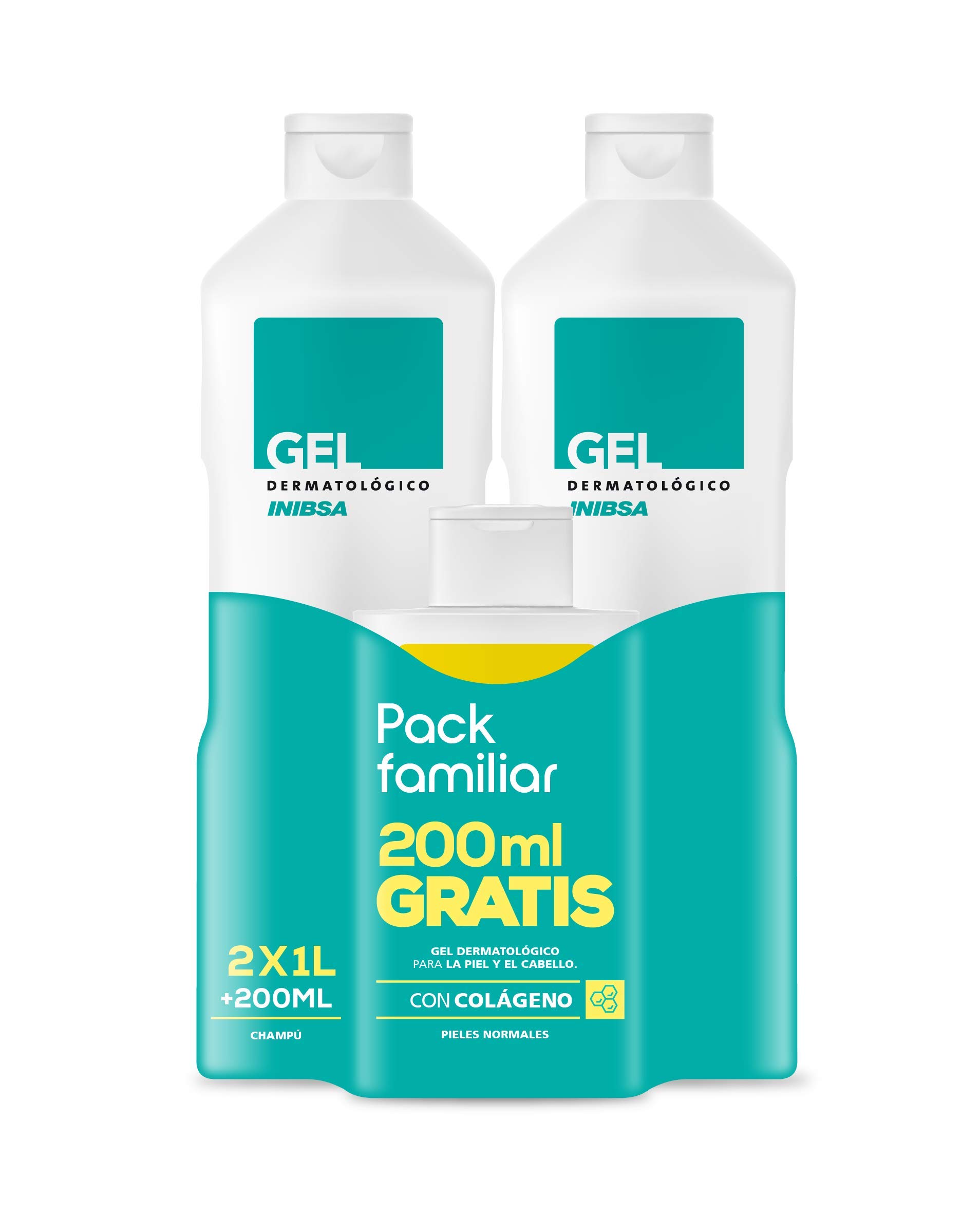 Geles Inibsa Gel Dermatológico Shower Gel (2 x 1000 ml) plus Shampoo (200 ml), 1 Pack