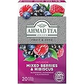 Ahmad Tea Herbal Tea, Mixed Berries & Hibiscus Teabags, 20 ct (Pack of 1) - Decaffeinated & Sugar-Free