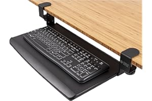 S STAND UP DESK STORE Stand Up Desk Store Compact Clamp-On Retractable Adjustable Height Under Desk Keyboard Tray | for Desks Up to 1.5" (Small, 24.5" Wide)