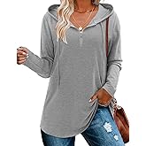 BETTE BOUTIK Womens Quarter Zip Tunic Hoodies Pullover Long Hooded Sweatshirts S-3XL