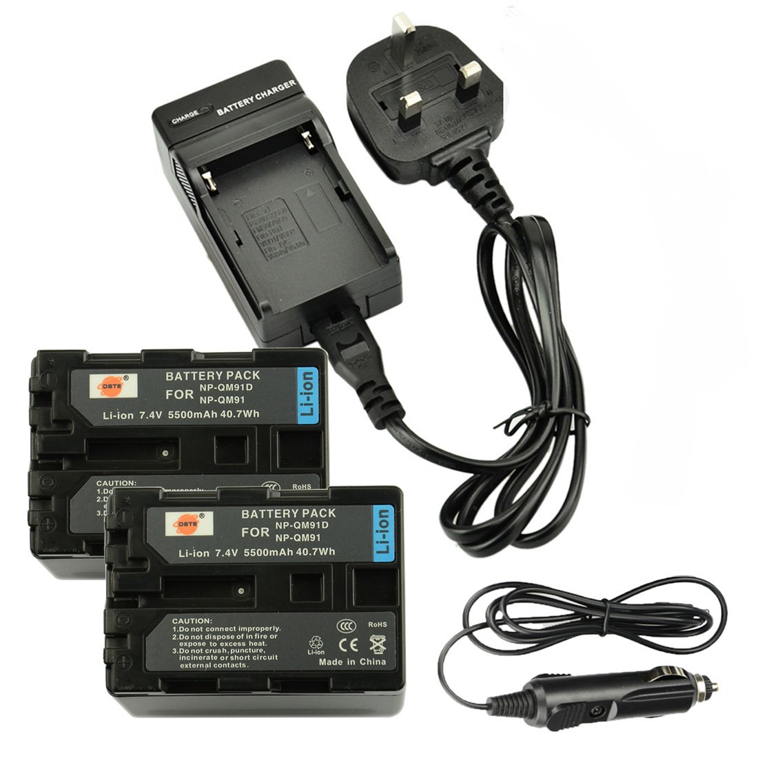 DSTE 2pcs Rechargeable Li-ion Battery + Charger DC01U for Sony NP-QM91D