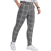 Floerns Men's Plaid Slim Fit Dress Pants Business Casual Suit Trousers