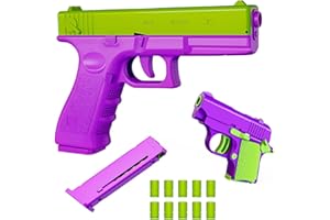 HCUSUS Fidget Toy, 2 Pack 3D Printed Pistol Toys Shell Ejecting Toy with 10 Shell Casings, No Bullets, Toy Pistol Can be Loaded But Can't be Fired, Toys for Kids
