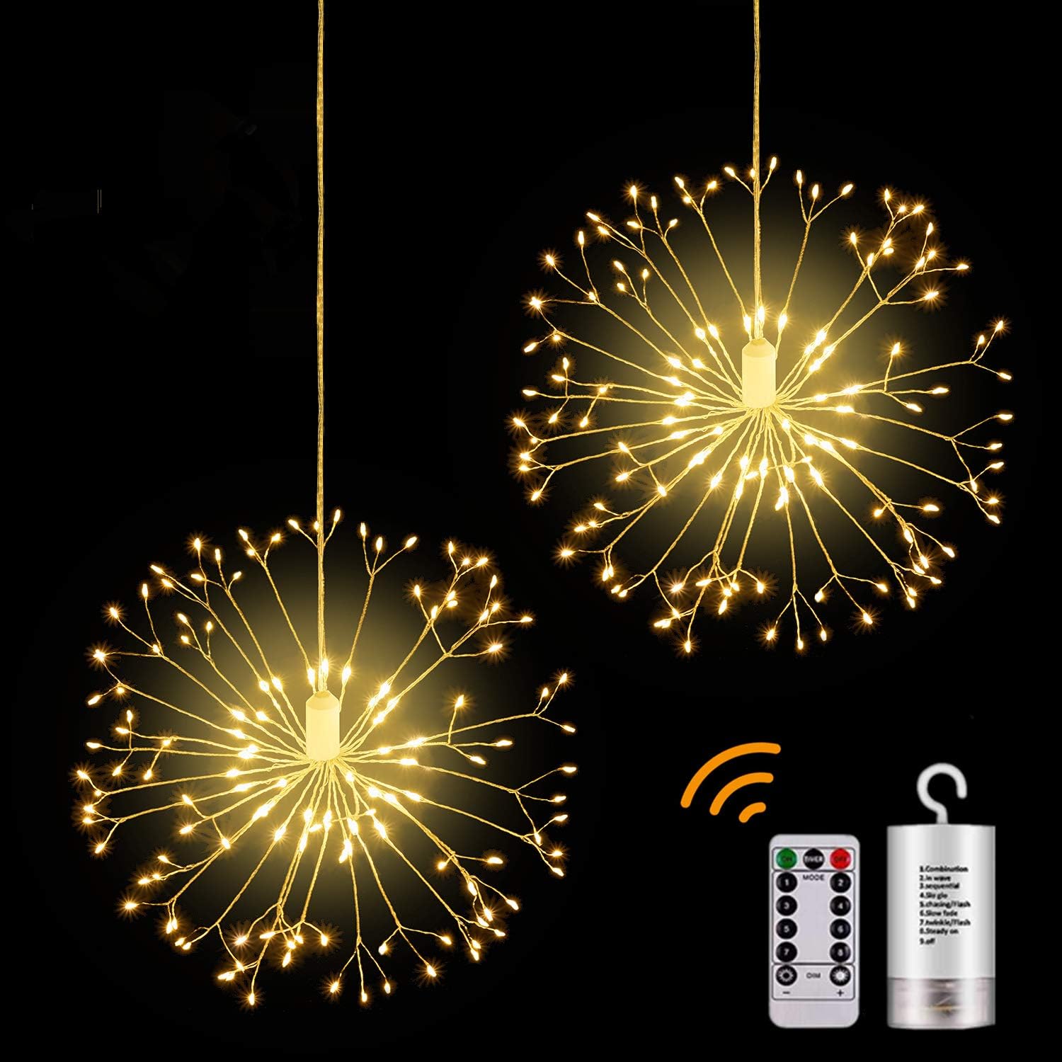 LED Firework Copper Lights, Battery Operated Hanging Indoor/Outdoor
