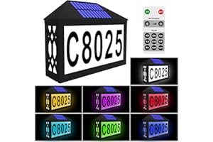 IVWVI Solar House Numbers, Lighted Solar Address Number with Remote Control, Waterproof RGBW Color Changing, Address Sign Solar Powered for Street Yard Home Mailbox