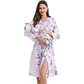 Galabloomer Flower Maternity Robe and Baby Receiving Blanket, Matching Mommy Labor Delivery Robe and Swaddle Set