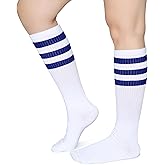 Pareberry Classical Triple Stripes Soft Cotton Over-the-Calf Retro Tube Socks