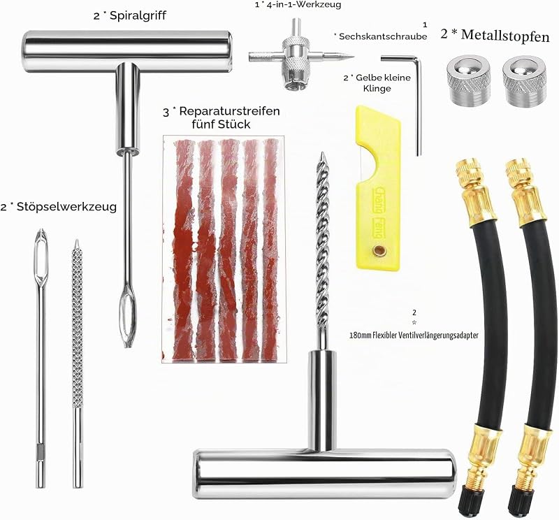 32-teiliges Reifenreparaturset, Auto Pannenset Pannenreparaturwerkzeug für Auto, Motorrad, Traktor, Wohnmobil