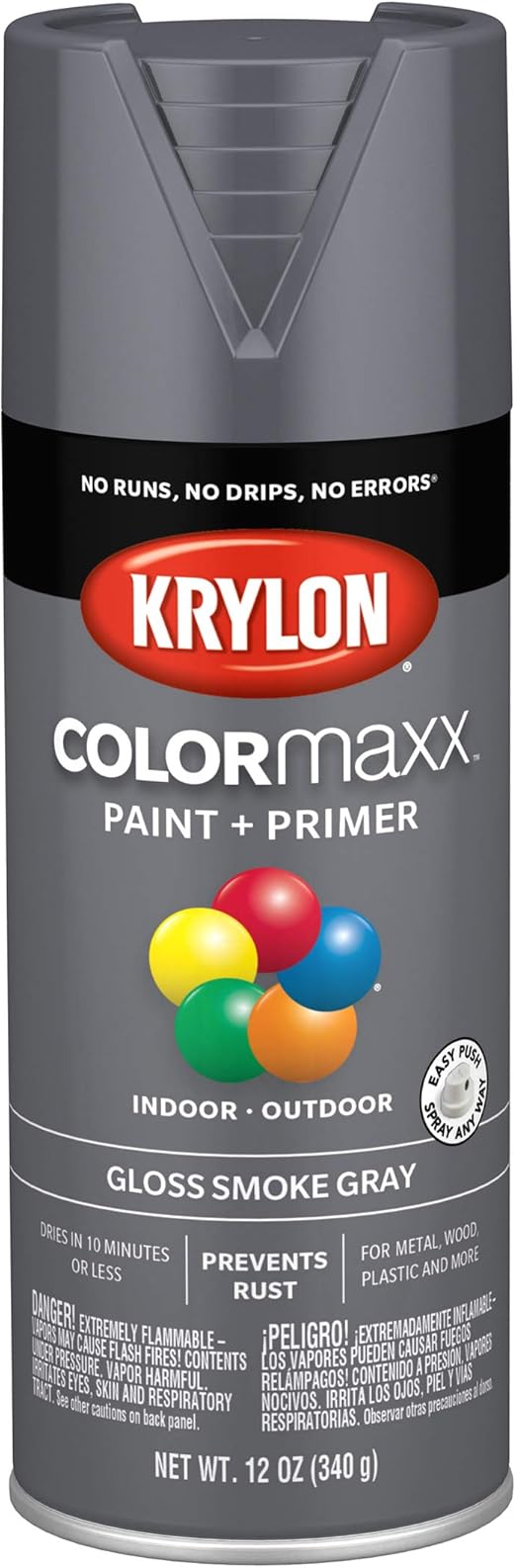Krylon K05539007 COLORmaxx Spray Paint and Primer for Indoor/Outdoor