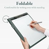 Mymazn A4 Clipboard Folder Faux Leather Conference Organizer Grey Green view 4