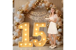 MIXIFOX 3FT Marquee Numbers 15, Large Light up Number 15 for Birthday Party Supplies, Sign, Backdrop, Happy 15th Birthday Decorations for 15 Years Old Boys Girls