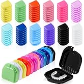Sherr 120 Pcs Retainer Case with Holes Denture Mouthguard,12 Rainbow Colors | Bulk Retainer Boxes for Travel Office Home, Teeth Holder Cases, Portable Denture Container for Orthodontics Storage