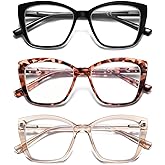 PUBOWT Oversized Reading Glasses Women Cat Eye Blue Light Computer Reader Stylish Unbreakable Fashion Large Eyewear PT2001A