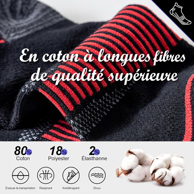 Chaussettes de Sport Homme, 6 Paires, Courtes et Rembourrées — photo 6 sur 8