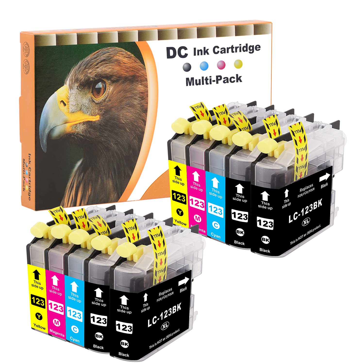 D&C Compatible Ink Cartridge for Brother LC123 LC123XL for Brother DCP-J132W DCP-J152W DCP-J172W MFC-J6520DW MFC-J6720DW MFC-J6920DW MFC-J4510DW MFC-J470DW DCP-J4110DW DCP-J552DW (10 Pack)
