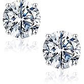 SMILEST Moissanite Stud Earrings for Women Men, Round Lab Created Moissanite 925 Sterling Silver Hypoallergenic Earring Friction Back Earring for Women Men 0.6-4 CT