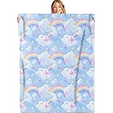 MIEPOS Magical Rainbow and Cloud Throw Blanket,50x60in,Soft,Lightweight Flannel,Butterfly Dreamy Blankets - Gifts for Kids Boys Girls,for Couch Office Travel,Home Living Room Modern Fantasy Decor