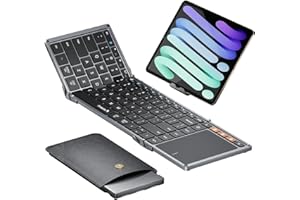ProtoArc Foldable Bluetooth Keyboard with Touchpad, XK01 TP Portable Folding Keyboard for Travel, Full Size Keys, Large Track