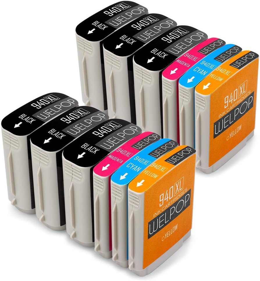 WELPOP Compatible Ink Cartridge Replacement for 940XL, High Yield 2Set+4Black Use with Officejet Pro 8000 A809a 8500 A909a 8500A A910a Printer