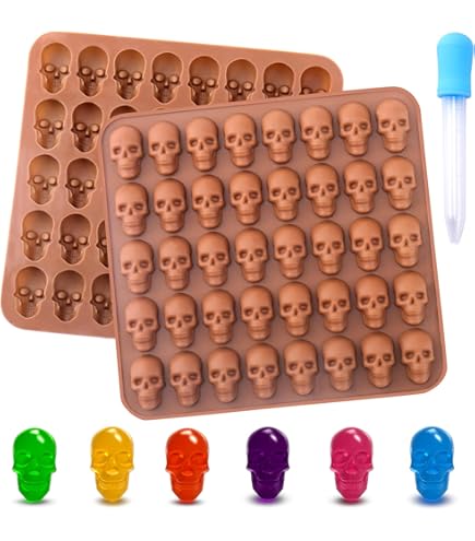 Molde Repostería Temático Kamehame - Molde De Silicona Para Chocolate, Con Calavera Y Dientes De Vampiro Y Araña Para Decoración De Fiestas De Halloween Y Pasteles (4 Unidades Moldes Dulces Gelatina Halloween