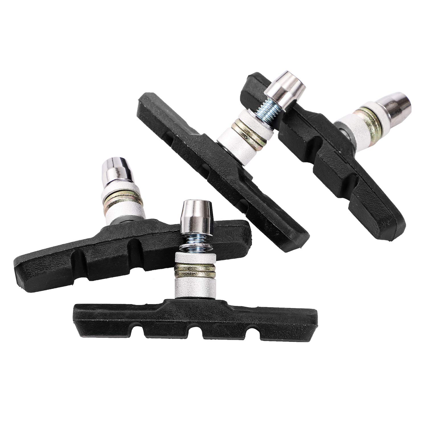 MEXITAL 2 pair V Bike Brake Pads with Hex Nuts and Spacers V Bicycle Brake Blocks Set 70 mm bike v brake blocks