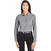 Devon & Jones CrownLux Performance™ Ladies' Tonal Mini Check Shirt XL GRAPHITE