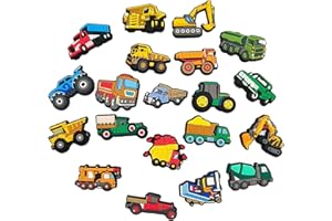 Dokpav 20/43 PCS Excavator Car Shape Shoe Charms, Construction Vehicle Shoe Decorations, PVC Shoes Badges, Different Decorati