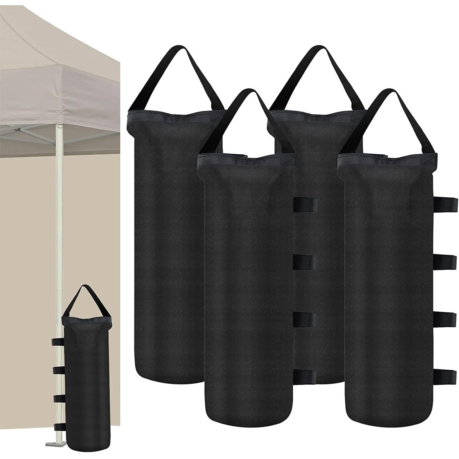Pack of 4 Tent Sandbags, Industrial Quality 600D Leg Weights for Gazebo, Sandbag Weighted with Long Belt, Sandbags for Any Pop Up Gazebo Tents Canopy Outdoor Patio
