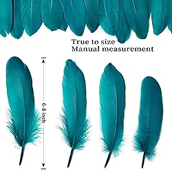 FeelfunFeather 120pcs Peacock Blue Goose Feathers