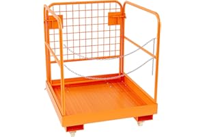 ECOEXPLORER 36" x 36" Forklift Safety Cage, Max 1800 LBS Heavy Duty Steel Forklift Man Basket, Foldable Forklift Work Platform with 4 Wheels & Double-Chain Guardrail, Perfect for Aerial Work