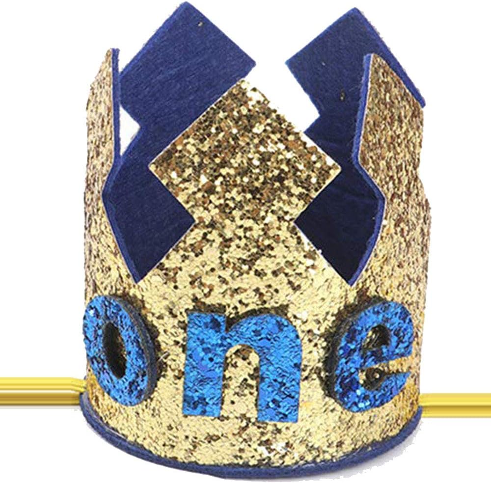 Finduat Baby Boy First Birthday Crown Hat, Baby Boy Crown Tiara Headbands Party Hat for Baby Boy 1st Birthday Party Supplies