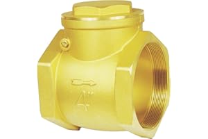 MYWERO 4" NPT Swing Brass Check Valve DN100, 4 Female Thread Horizontal One Way Valve to Prevent Water Backflow for Sump Pump and Air Compressor