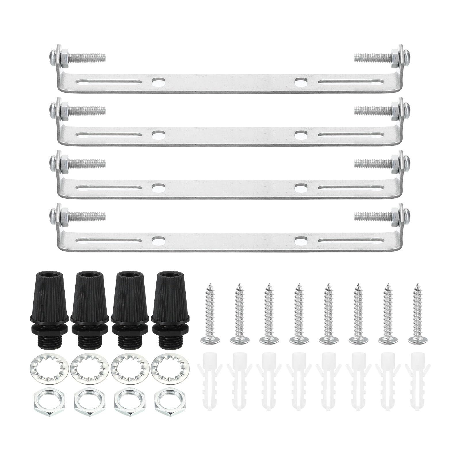 PATIKIL 145mm Ceiling Light Plate Kit, 4 Set Light Fixture Mounting Bracket Plate Steel Crossbar for Home Office Pendant Wall Light, with Screw Washer Nut Kit